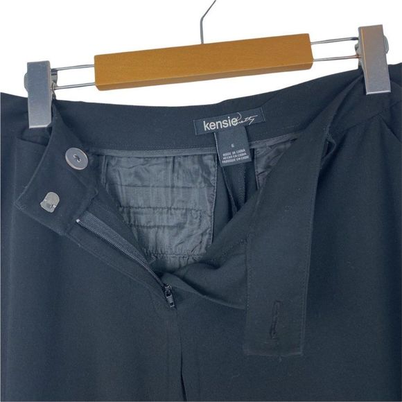 Kensie Pretty Women's Black Mid Rise Wide Leg Trousers Dress Pants US 6 - Picture 4 of 8